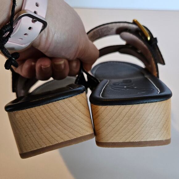 J Crew Black Leather Double Buckle-strap Sandal Women's Size 7.5 Summer Vacation - Picture 6 of 10